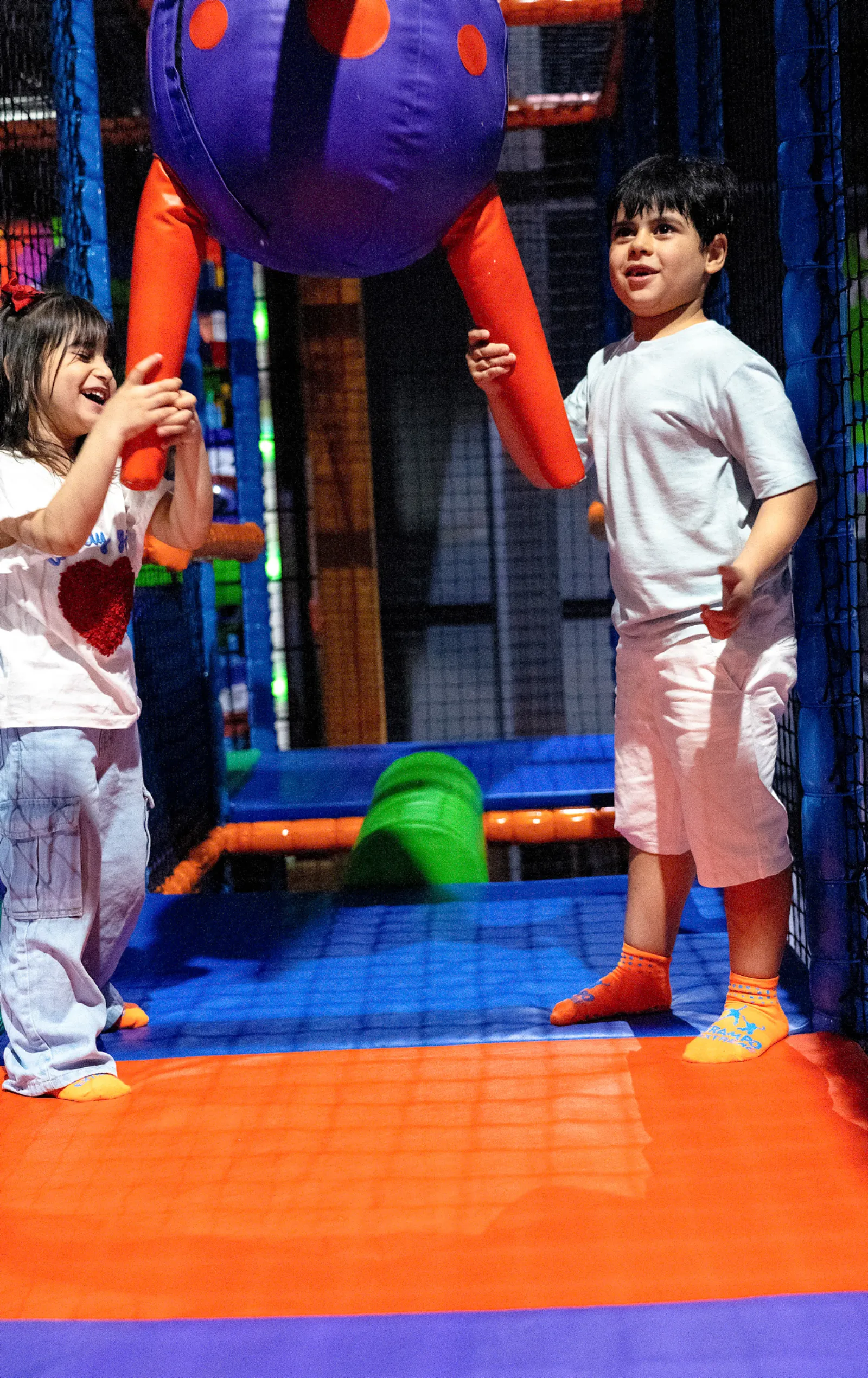 Kids exploring the Soft Play area